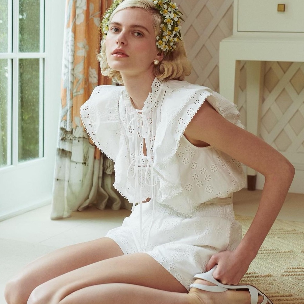 Hill house Lettie Eyelet Top.